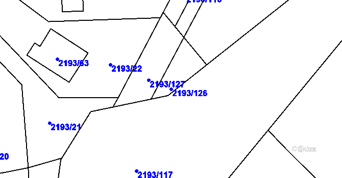 Parcela st. 2193/126 v KÚ Pelhřimov, Katastrální mapa