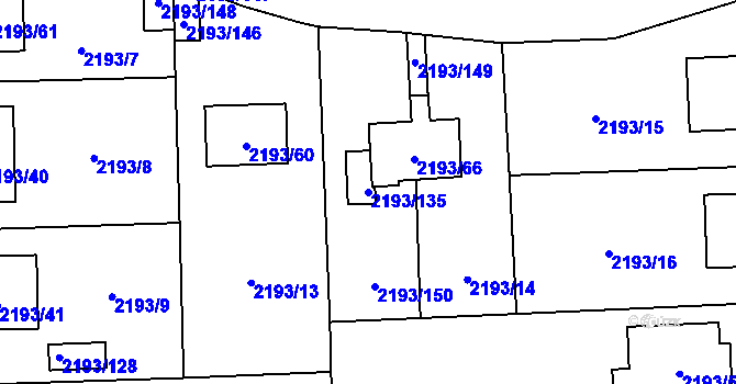 Parcela st. 2193/135 v KÚ Pelhřimov, Katastrální mapa