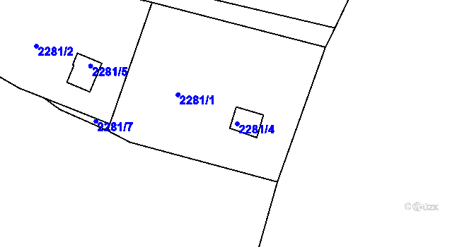 Parcela st. 2281/4 v KÚ Pelhřimov, Katastrální mapa