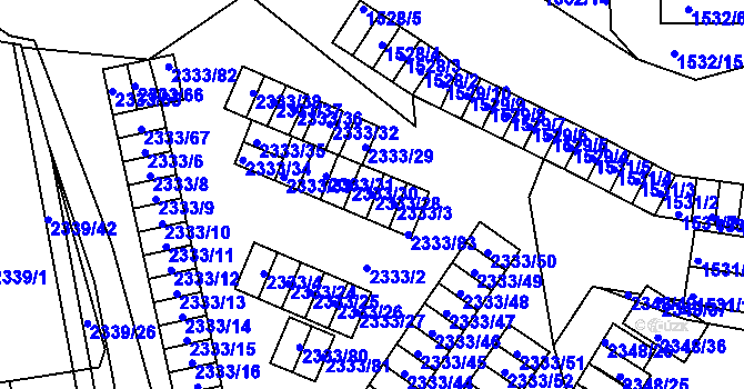 Parcela st. 2333/28 v KÚ Pelhřimov, Katastrální mapa