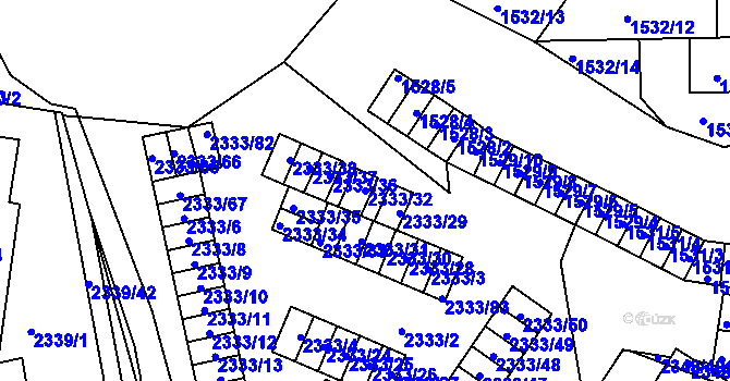 Parcela st. 2333/32 v KÚ Pelhřimov, Katastrální mapa