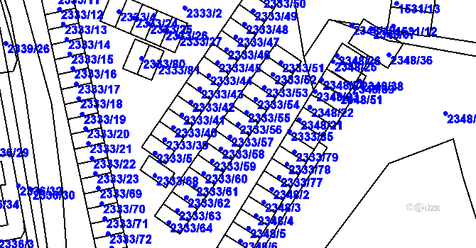 Parcela st. 2333/56 v KÚ Pelhřimov, Katastrální mapa