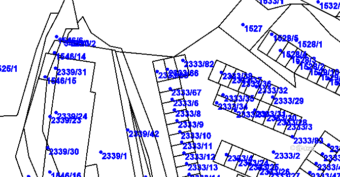 Parcela st. 2333/67 v KÚ Pelhřimov, Katastrální mapa