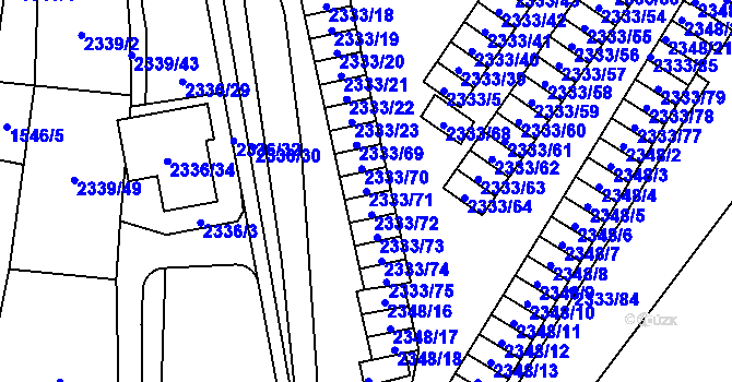 Parcela st. 2333/71 v KÚ Pelhřimov, Katastrální mapa