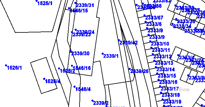 Parcela st. 2339/1 v KÚ Pelhřimov, Katastrální mapa