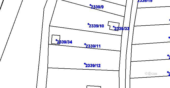 Parcela st. 2339/11 v KÚ Pelhřimov, Katastrální mapa