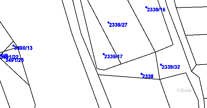 Parcela st. 2339/17 v KÚ Pelhřimov, Katastrální mapa