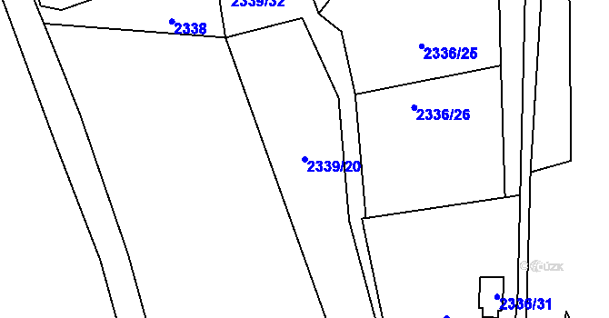 Parcela st. 2339/20 v KÚ Pelhřimov, Katastrální mapa