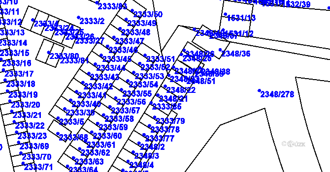 Parcela st. 2348/22 v KÚ Pelhřimov, Katastrální mapa