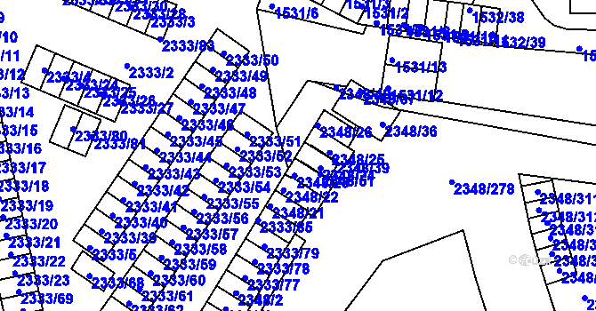 Parcela st. 2348/24 v KÚ Pelhřimov, Katastrální mapa