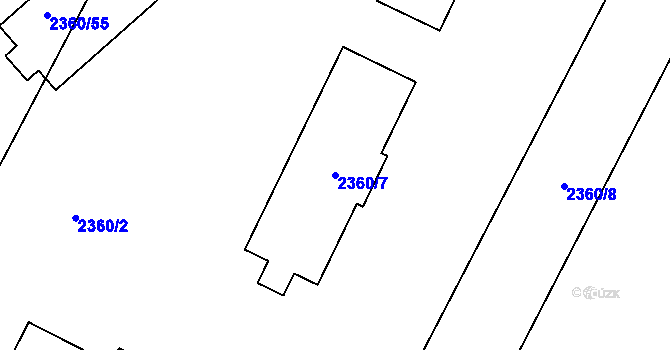 Parcela st. 2360/7 v KÚ Pelhřimov, Katastrální mapa
