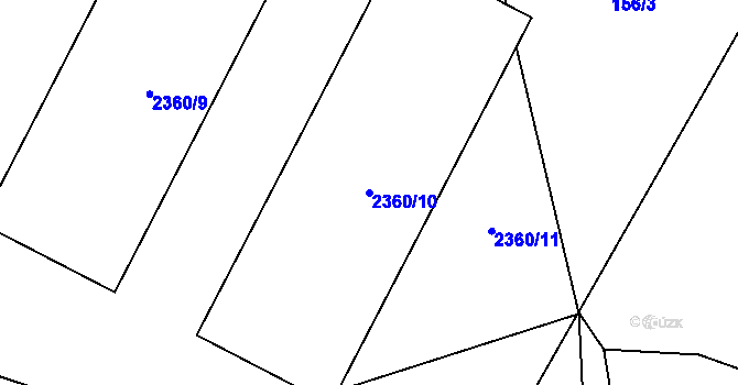 Parcela st. 2360/10 v KÚ Pelhřimov, Katastrální mapa