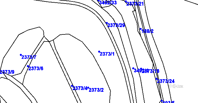 Parcela st. 2373/1 v KÚ Pelhřimov, Katastrální mapa