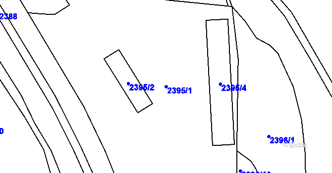 Parcela st. 2395/1 v KÚ Pelhřimov, Katastrální mapa