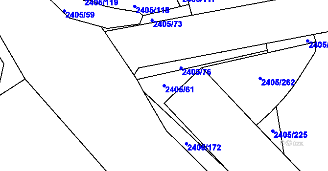 Parcela st. 2405/61 v KÚ Pelhřimov, Katastrální mapa