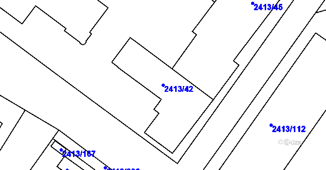 Parcela st. 2413/42 v KÚ Pelhřimov, Katastrální mapa