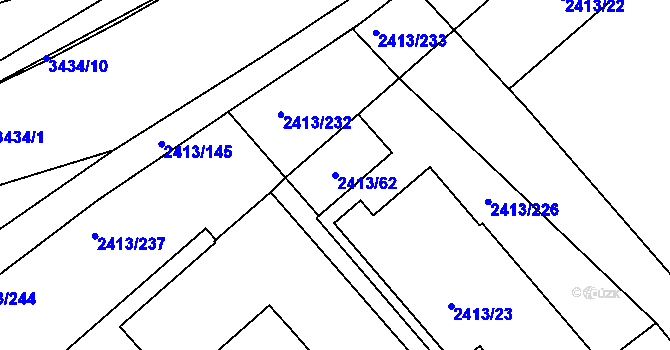 Parcela st. 2413/62 v KÚ Pelhřimov, Katastrální mapa