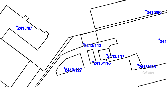 Parcela st. 2413/113 v KÚ Pelhřimov, Katastrální mapa