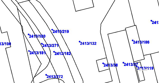 Parcela st. 2413/132 v KÚ Pelhřimov, Katastrální mapa