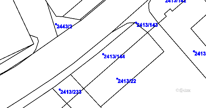 Parcela st. 2413/144 v KÚ Pelhřimov, Katastrální mapa