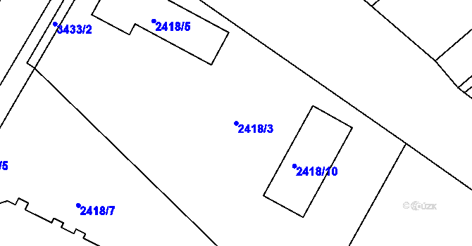 Parcela st. 2418/3 v KÚ Pelhřimov, Katastrální mapa