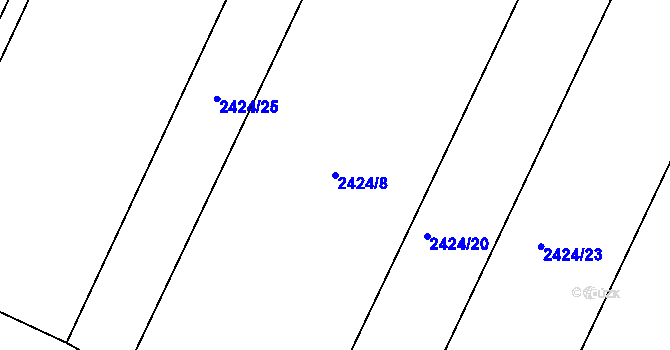 Parcela st. 2424/8 v KÚ Pelhřimov, Katastrální mapa
