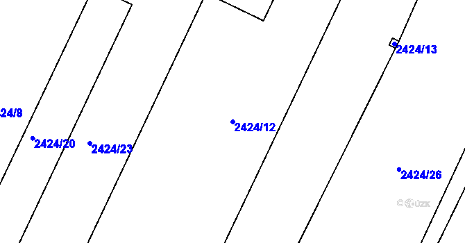 Parcela st. 2424/12 v KÚ Pelhřimov, Katastrální mapa
