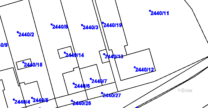 Parcela st. 2440/13 v KÚ Pelhřimov, Katastrální mapa
