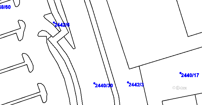 Parcela st. 2440/18 v KÚ Pelhřimov, Katastrální mapa