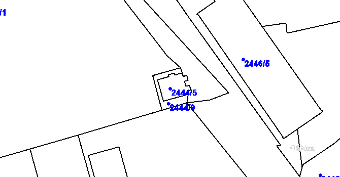 Parcela st. 2444/5 v KÚ Pelhřimov, Katastrální mapa