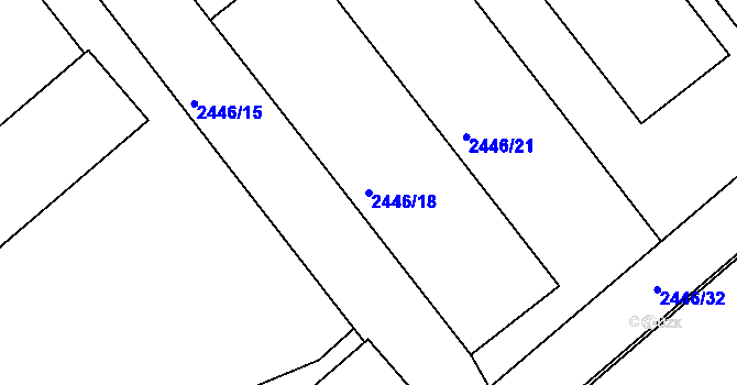 Parcela st. 2446/18 v KÚ Pelhřimov, Katastrální mapa