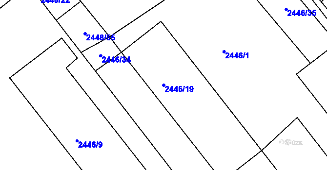 Parcela st. 2446/19 v KÚ Pelhřimov, Katastrální mapa