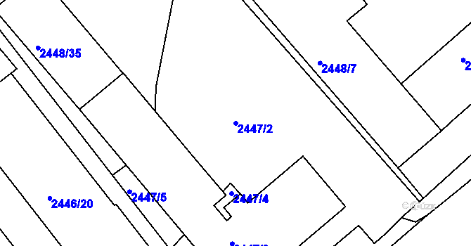 Parcela st. 2447/2 v KÚ Pelhřimov, Katastrální mapa