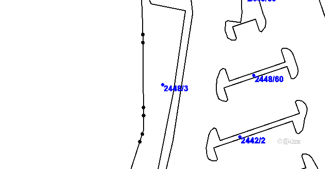 Parcela st. 2448/3 v KÚ Pelhřimov, Katastrální mapa