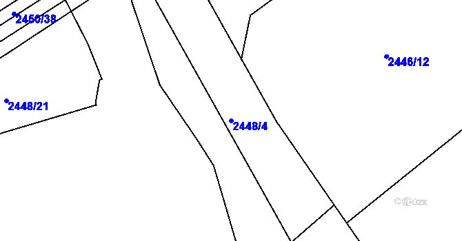 Parcela st. 2448/4 v KÚ Pelhřimov, Katastrální mapa
