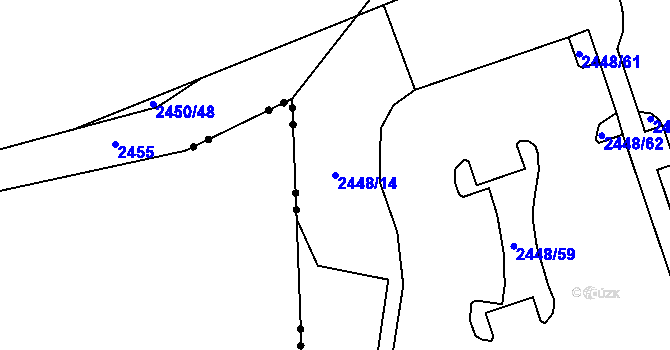 Parcela st. 2448/14 v KÚ Pelhřimov, Katastrální mapa