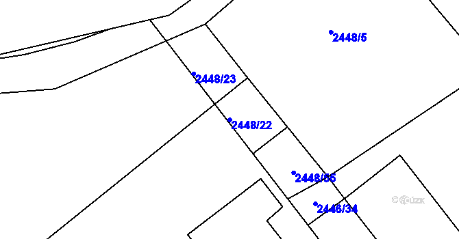 Parcela st. 2448/22 v KÚ Pelhřimov, Katastrální mapa