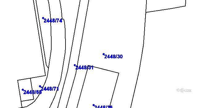 Parcela st. 2448/30 v KÚ Pelhřimov, Katastrální mapa