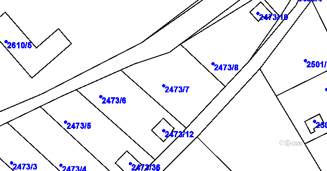 Parcela st. 2473/7 v KÚ Pelhřimov, Katastrální mapa