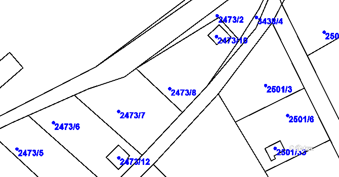 Parcela st. 2473/8 v KÚ Pelhřimov, Katastrální mapa