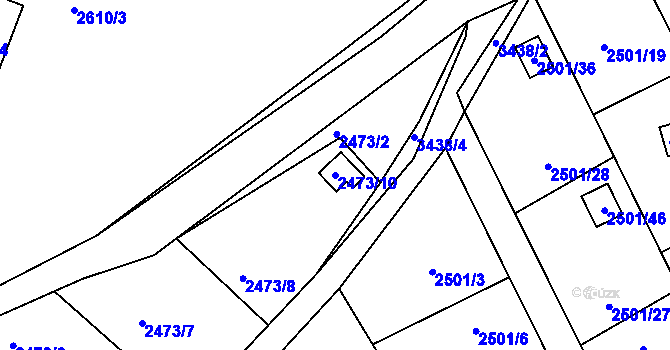 Parcela st. 2473/10 v KÚ Pelhřimov, Katastrální mapa