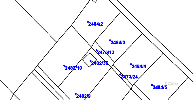Parcela st. 2473/13 v KÚ Pelhřimov, Katastrální mapa