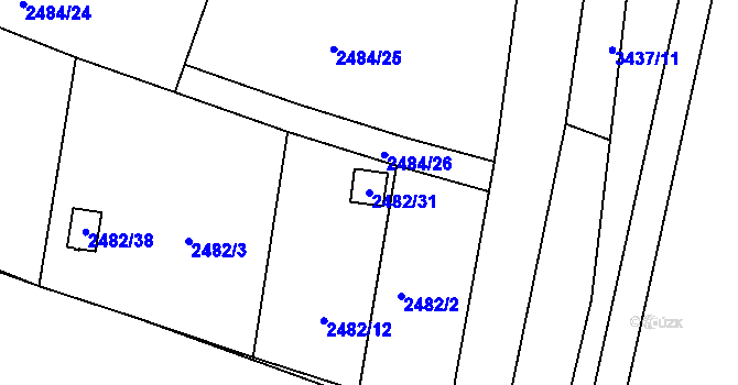 Parcela st. 2482/31 v KÚ Pelhřimov, Katastrální mapa