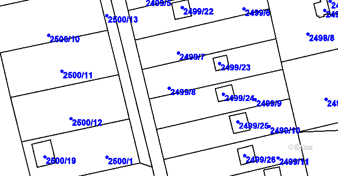 Parcela st. 2499/8 v KÚ Pelhřimov, Katastrální mapa