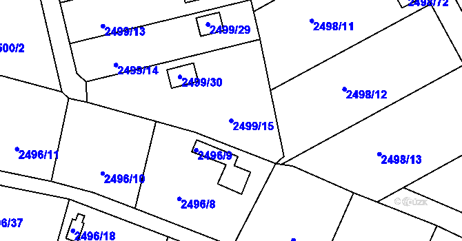Parcela st. 2499/15 v KÚ Pelhřimov, Katastrální mapa