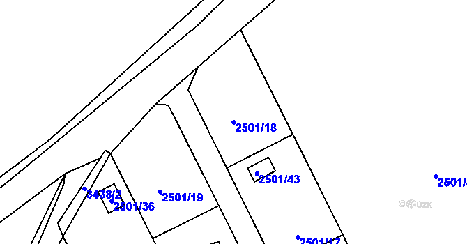 Parcela st. 2501/18 v KÚ Pelhřimov, Katastrální mapa