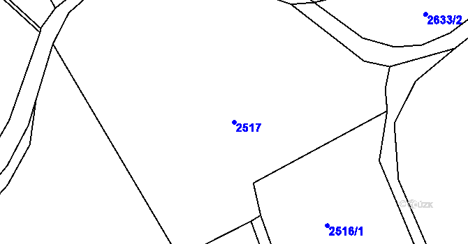 Parcela st. 2517 v KÚ Pelhřimov, Katastrální mapa