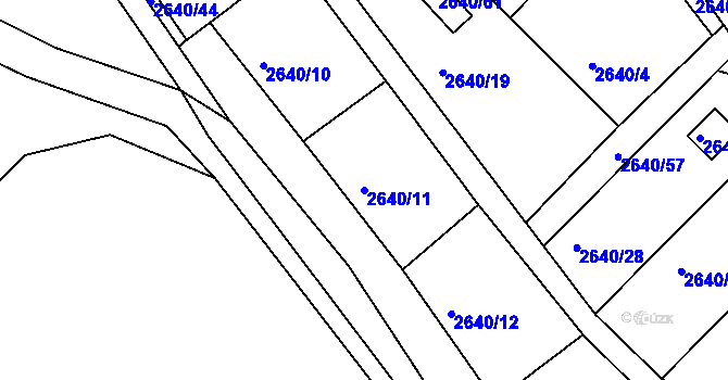 Parcela st. 2640/11 v KÚ Pelhřimov, Katastrální mapa