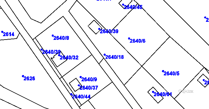 Parcela st. 2640/18 v KÚ Pelhřimov, Katastrální mapa