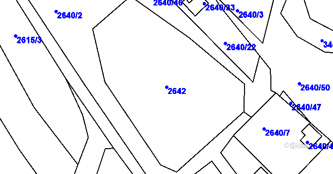 Parcela st. 2642 v KÚ Pelhřimov, Katastrální mapa
